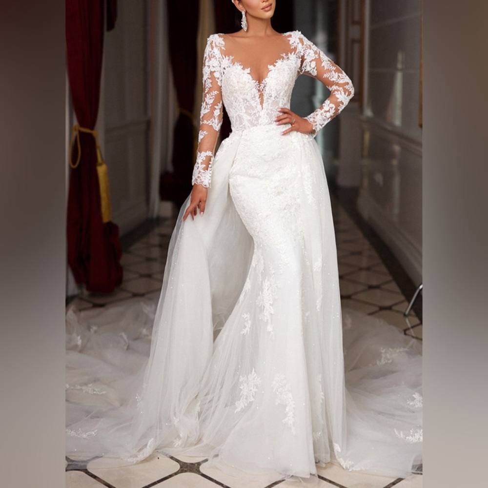 White Mermaid Lace Wedding Dress